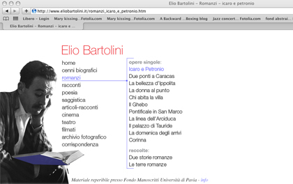 Elio Bartolini, sito web