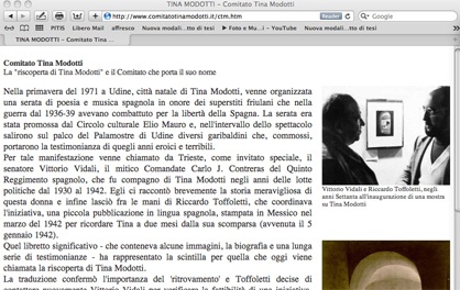 Comitato Tina Modotti, sito web